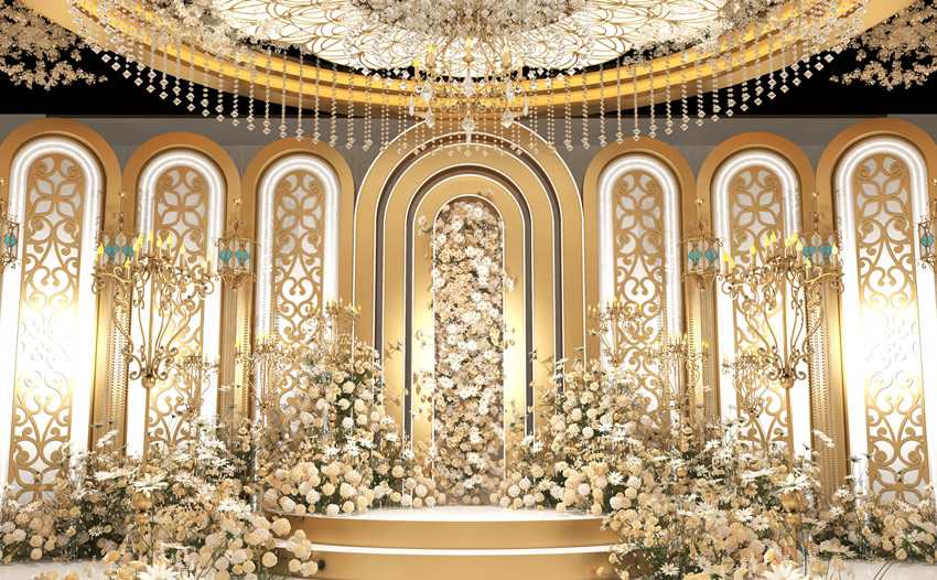 宁津香槟色调婚礼堂效果展示